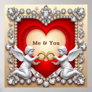 Poster Œuvres d'art à cœur romantique   Élégant décor mur