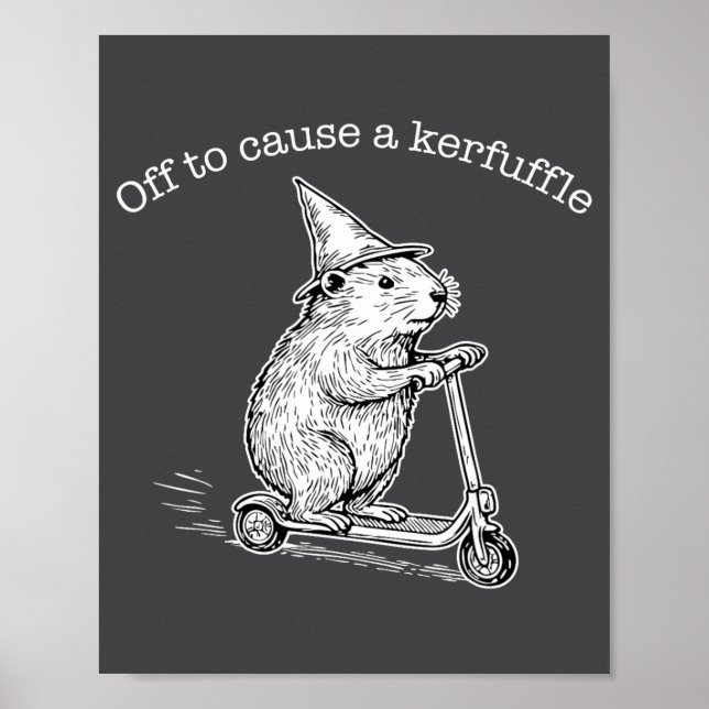 Poster Off To Cause A Kerfuffle Funny Capybara Scooter Ch (Devant)