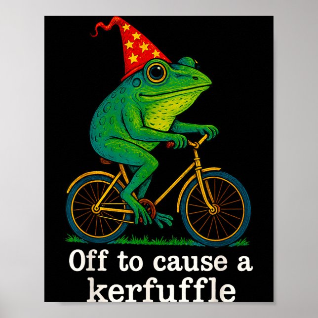 Poster Off To Cause A Kerfuffle Funny Frog Wizard Bicycle (Devant)