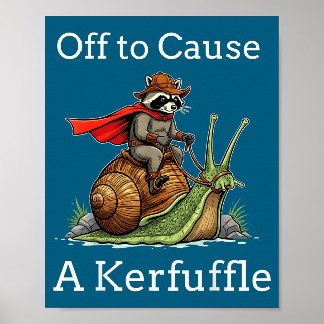 Poster Off To Cause A Kerfuffle Raccoon Whimsical Wizard  (Devant)