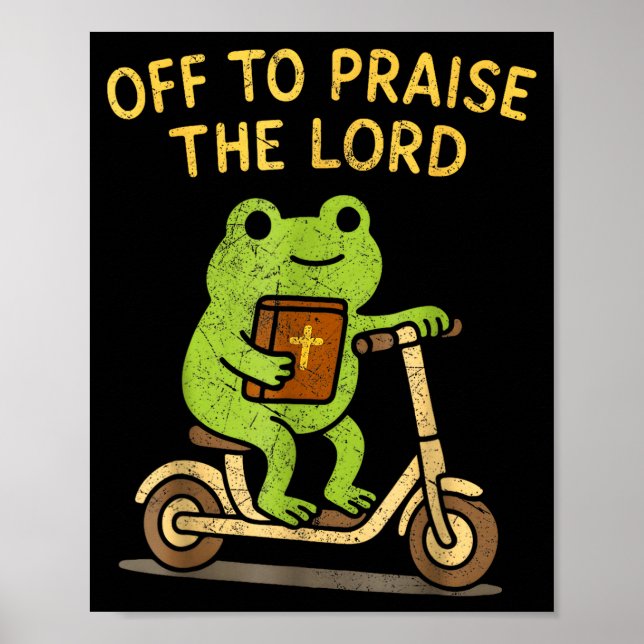 Poster Off To Praise The Lord Frog Christian  (Devant)