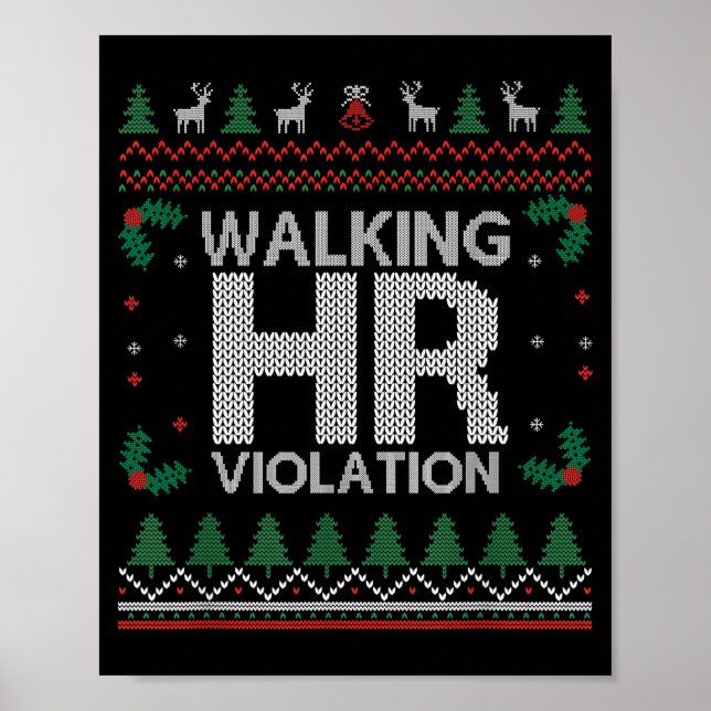 Poster Office Ugly Christmas Funny Walking Hr Violation W (Devant)