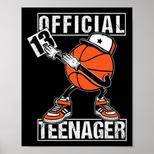 Poster Officiel Adolescent 13e anniversaire garçon amusan
