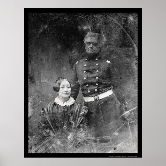 Poster Officier avec femme Daguerreotype 1851 (Devant)