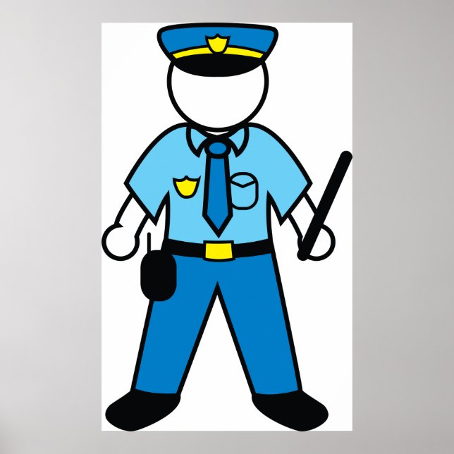 Poster Officier De Police Avec Baton (Devant)