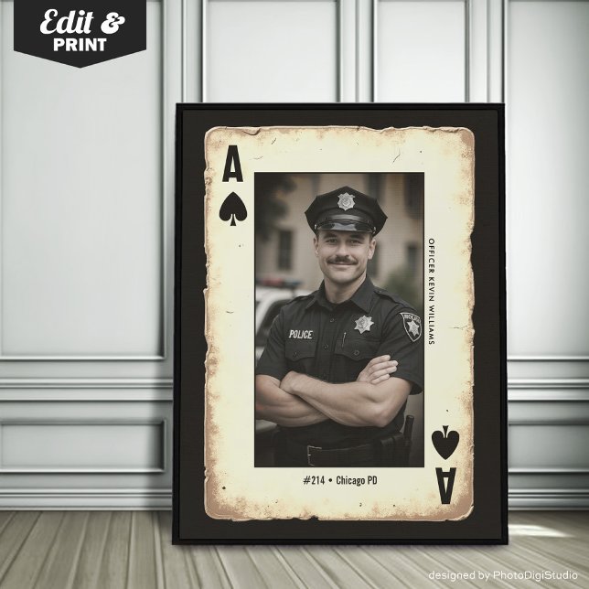 Poster Officier de police sur mesure Cadeau Mur Art, l'as (Custom Police Officer Gift Wall Art, Ace of Spades Poster)