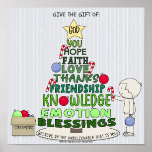 Poster Offrez le cadeau de : Arbre de mots