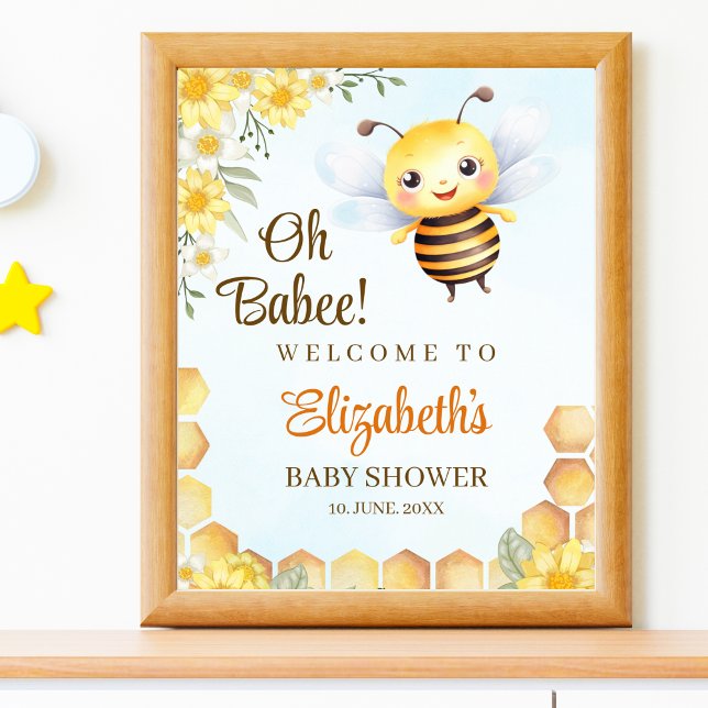 Poster Oh Babee, Baby shower with Wild bee (Créateur téléchargé)