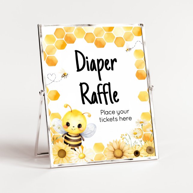 Poster Oh Babee Bee Baby shower Déchets Raffle (Oh Babee Baby Shower Diaper Raffle Sign)