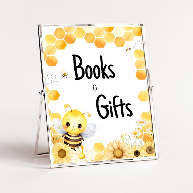 Poster Oh Babee Bee Baby showers Livres et cadeaux (Oh Babee Baby Shower Books and Gifts Sign )