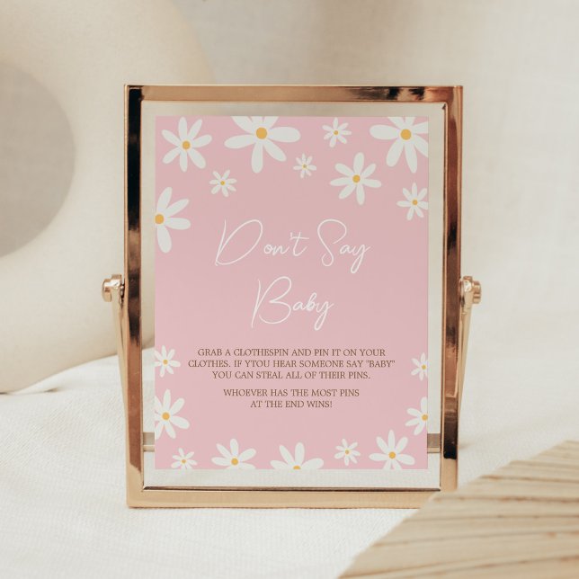 Poster Oh Baby Boho Daisy Baby shower Ne pas dire Baby (Retro Daisy Flowers Baby Shower Don't Say Baby Sign)