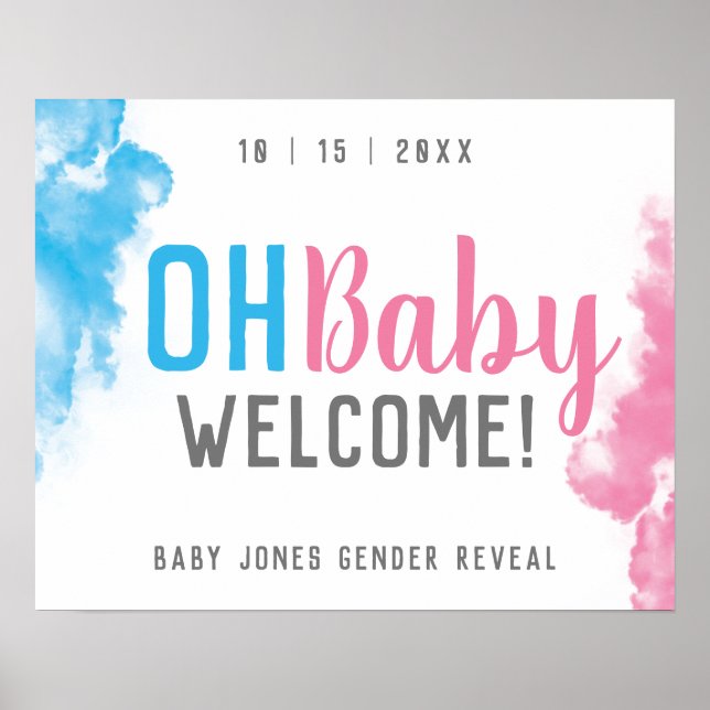 Poster Oh Baby Genre Révéler Bienvenue Fumée Fête de la b (Devant)