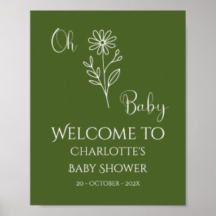 Poster Oh Baby Minimaliste Baby Shower Fleur des Champs B