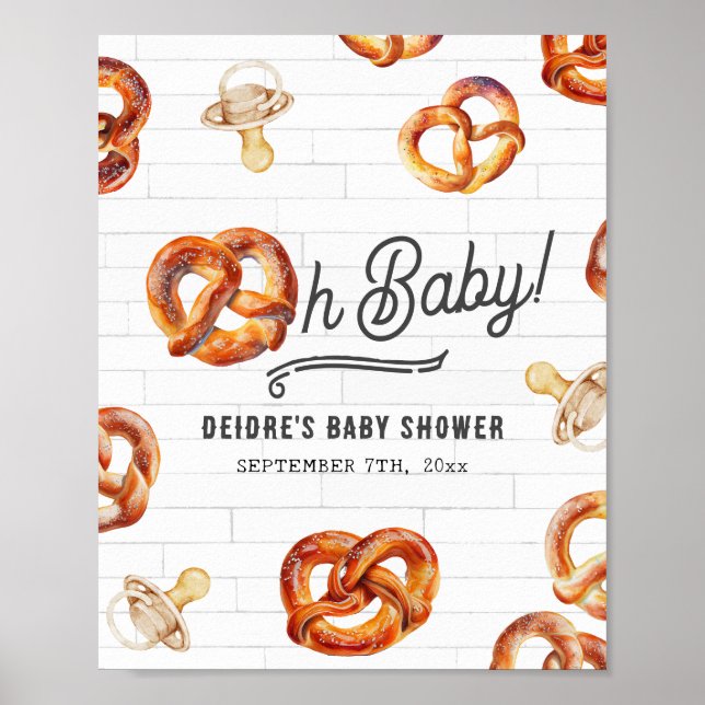 Poster Oh Baby Pretzels & Pacifiers Baby shower Bienvenue (Devant)