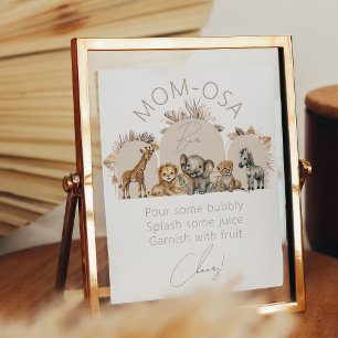 Poster Oh Baby Safari Animaux Boho Baby shower bar