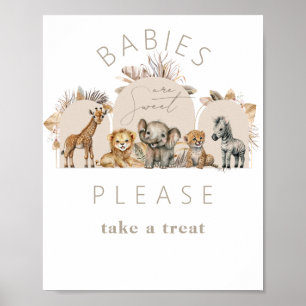 Poster Oh Baby Safari Animaux Boho Baby shower traitement
