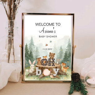 Poster Oh Boy Watercolor Woodland Safari Animal Welcome