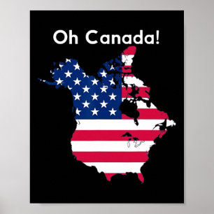 Poster Oh Canada Chemise Carte De Usa Funny Trump 2025 1