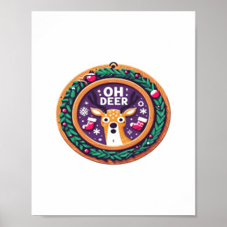 Poster Oh Cerf Noël Festif Design de Fêtes