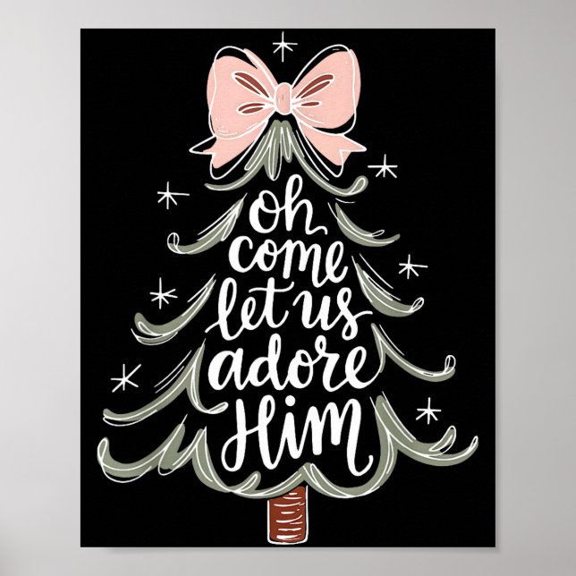Poster Oh Come Let Us Adore Him Nativity Christmas Tree C (Devant)