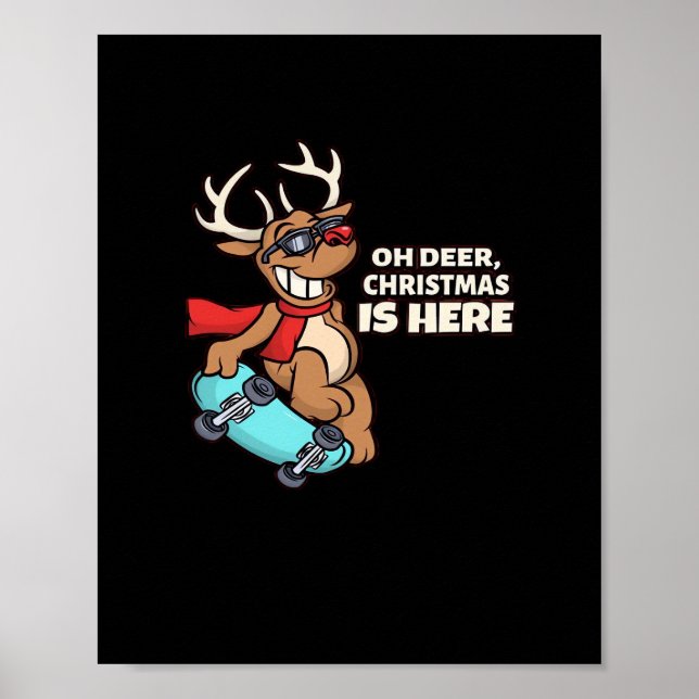 Poster Oh Deer Christmas Celebration Holiday Design  (Devant)