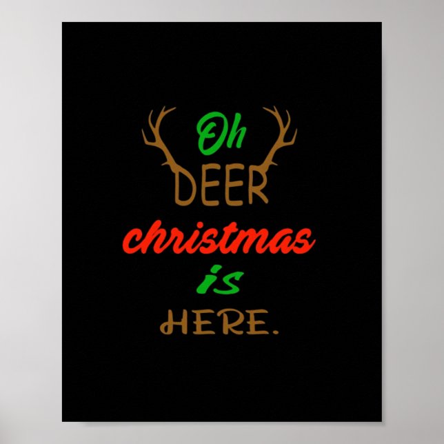 Poster Oh Deer Christmas Celebration Holiday Design (Devant)