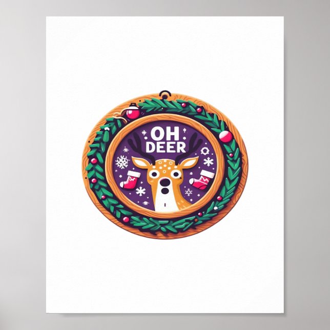 Poster Oh Deer Christmas Festive Holiday Design  (Devant)