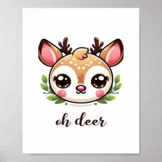 Poster Oh Deer Cute Deer Minimal Design 