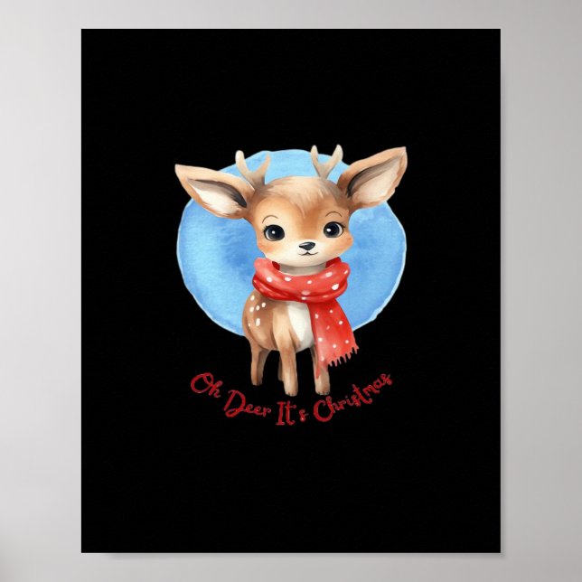 Poster Oh Deer Its Christmas Retro Classic Design (Devant)
