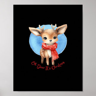Poster Oh Deer Its Christmas Retro Classic Design 