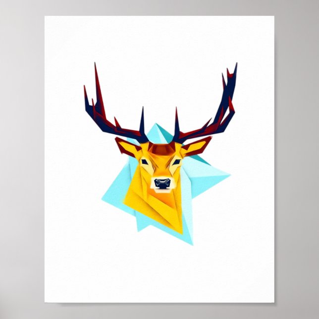Poster Oh Deer Minimal Rustic Style  (Devant)