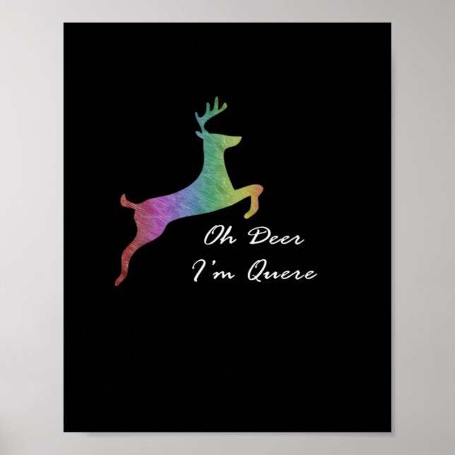 Poster Oh Deer Queer Funny Pun LGBT Pride Celebration  (Devant)