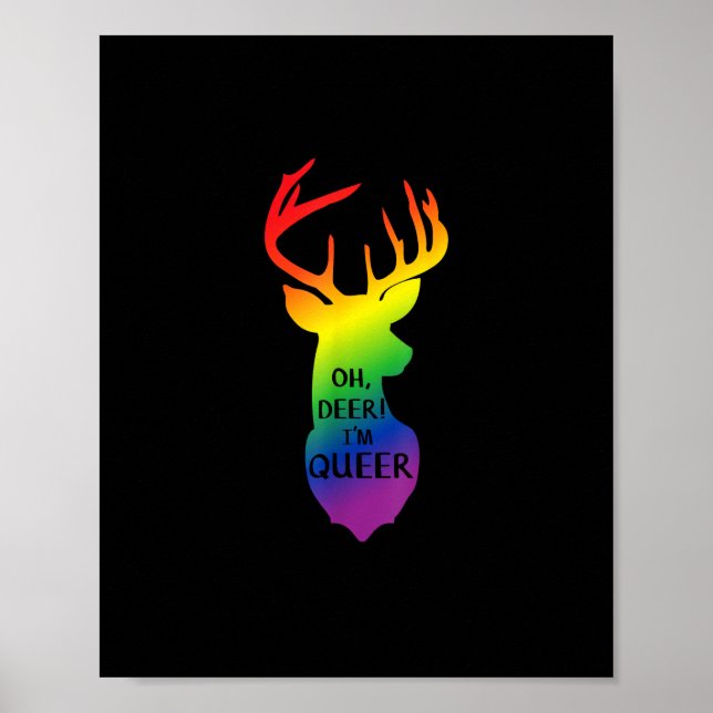 Poster Oh Deer Queer Pride Celebration Funny LGBT Gift  (Devant)