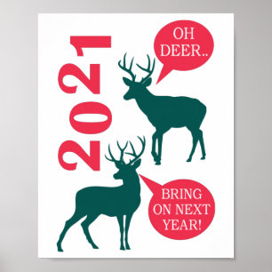 Poster Oh Deer Reindeer Noël Fun