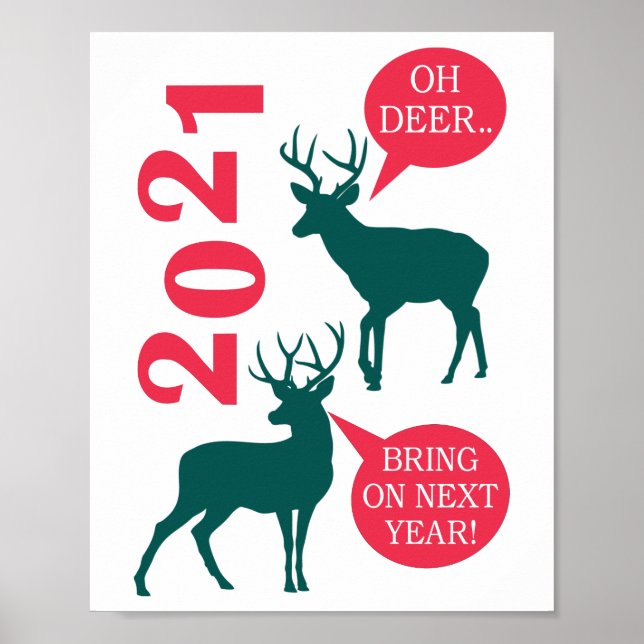 Poster Oh Deer Reindeer Noël Fun (Devant)