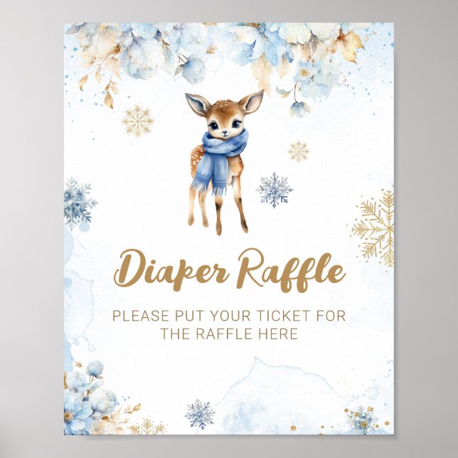 Poster Oh Deer Winter Baby Boy Douche Lisse (Devant)