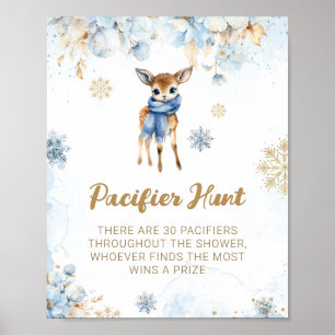 Poster Oh Deer Winter Baby Boy Shower Pacifier chasse jeu