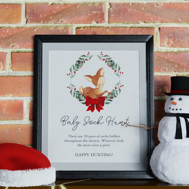 Poster Oh Deer Winter Greenery Baby Sock Hunt Game (Créateur téléchargé)