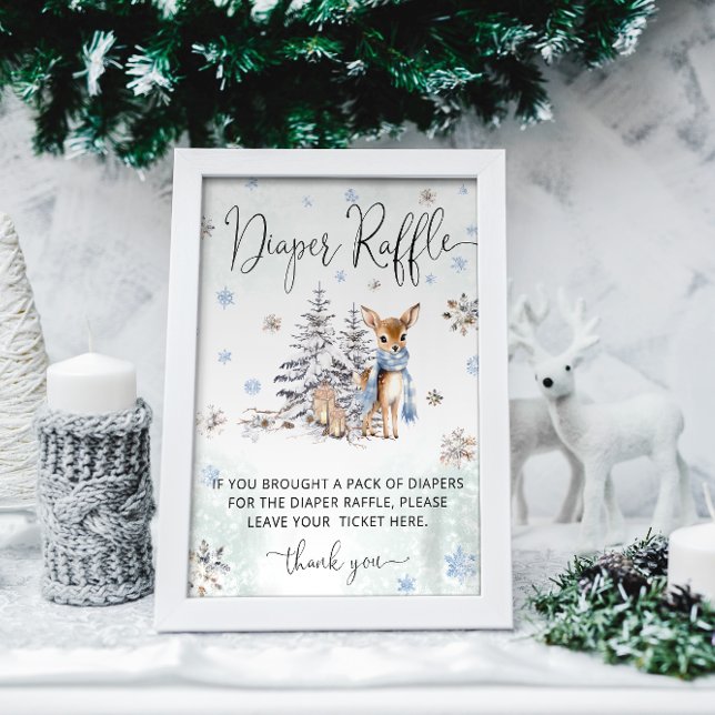 Poster Oh Deer Woodland Animaux Hiver Diaper Raffle (Créateur téléchargé)
