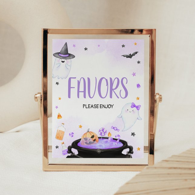 Poster Oh Feuille Boo-y Halloween Baby shower Faveurs (Purple Oh Sheet Boo-y Ghoul Baby Shower Favors Sign)