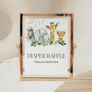 Poster Oh garçon Safari Baby shower Déchets Raffle