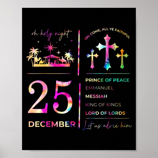 Poster Oh Holy Night 25 December Christmas Christian Nati (Devant)