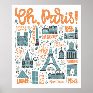 Poster Oh, Paris !   Typographie urbaine