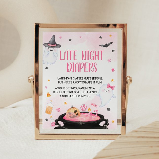 Poster Oh Sheet Ghoul Halloween Late Night Diapés (Pink Oh Sheet Baby Shower Late Night Diapers Sign)