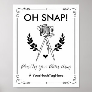 Poster Oh Snap Botanique Vintage Mariage Hashtag Selfie