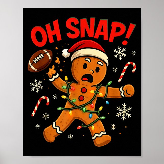 Poster Oh Snap Christmas Gingerbread Funny Football Light (Devant)