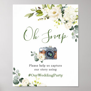 Poster Oh Snap Elegant Eucalyptus White Roses Mariage