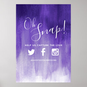 Poster Oh snap hashtag mariage violet art moderne