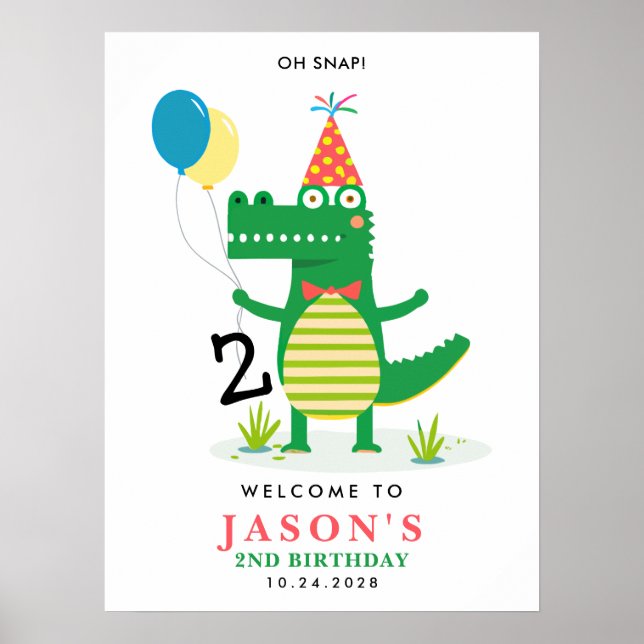 Poster Oh Snap mignon Alligator dans Anniversaire de enfa (Devant)