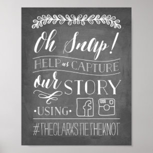 Poster Oh, Snap !   Panneau Mariage Hashtag